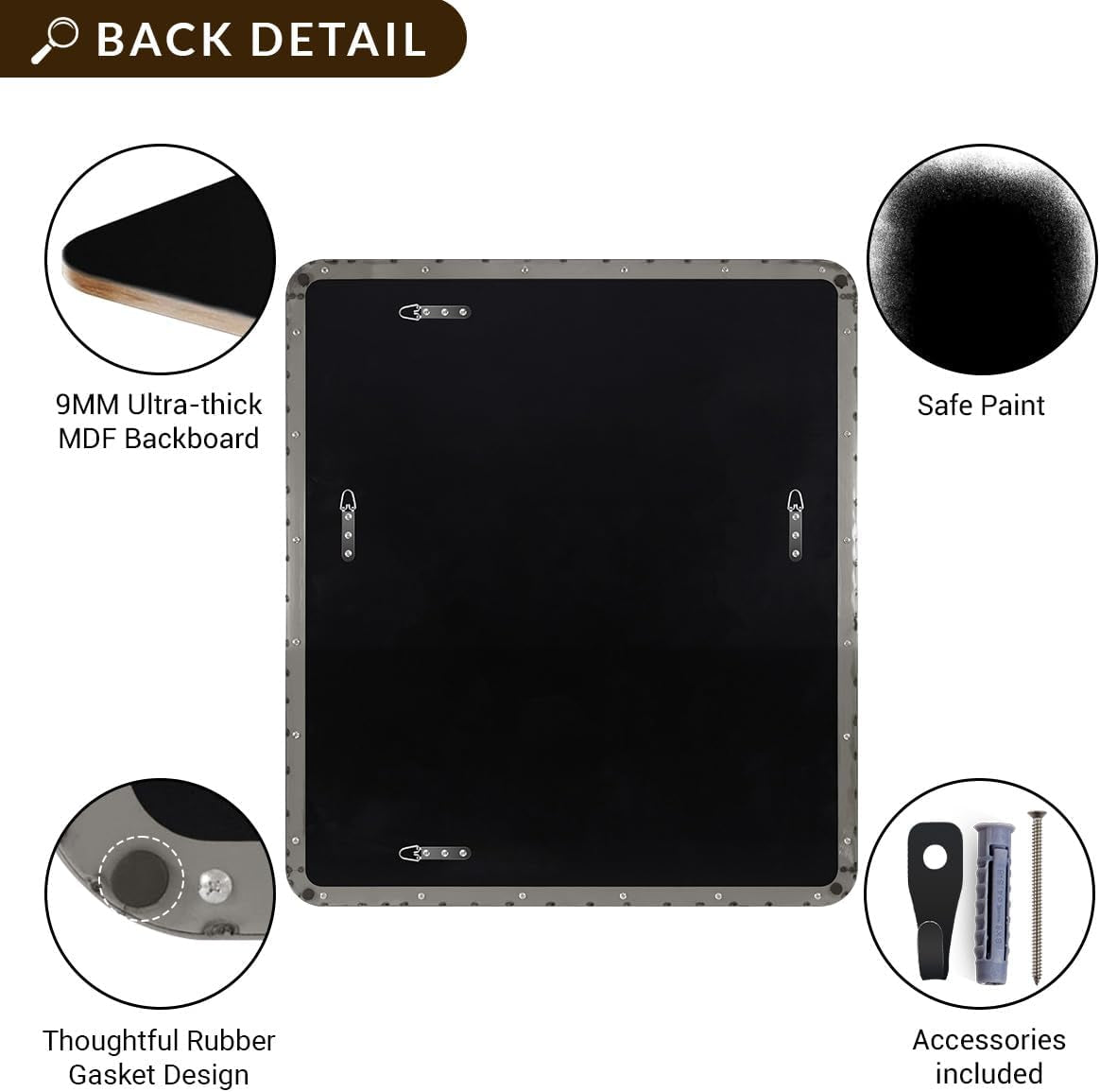 Chrome Bathroom Mirrors for over Sink, 36X40 Inch Polished Silver Mirror for Wall, Rectangular Metal Framed Vanity Mirror -Modern Clean Design with Superior Stainless Steel Frame