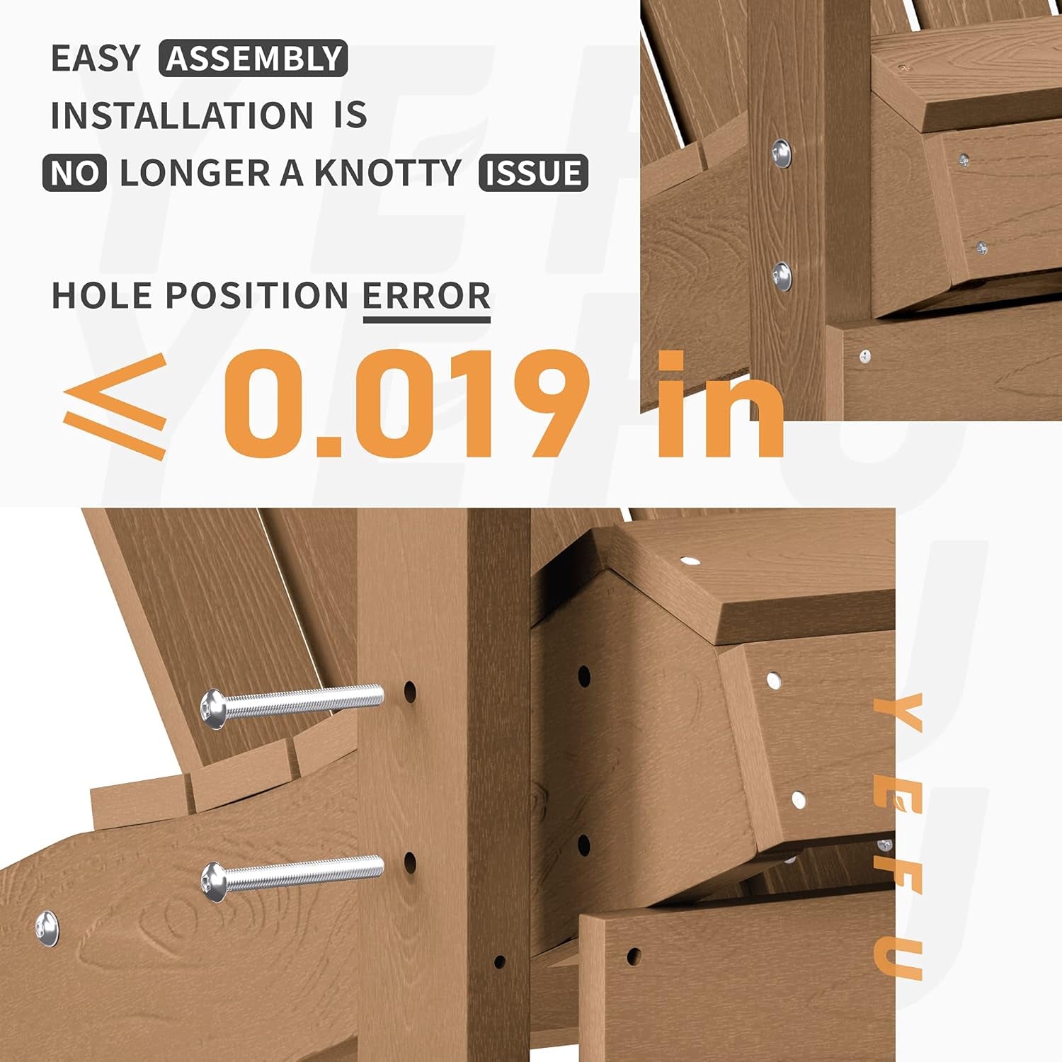 Adirondack Chairs Set of 8: Outdoor Chair HIPS Plastic Adirondack Chairs - Patio Chairs with Wood Texture - Lawn Fire Pit Deck Porch Garden Chairs for Adults (Teak)