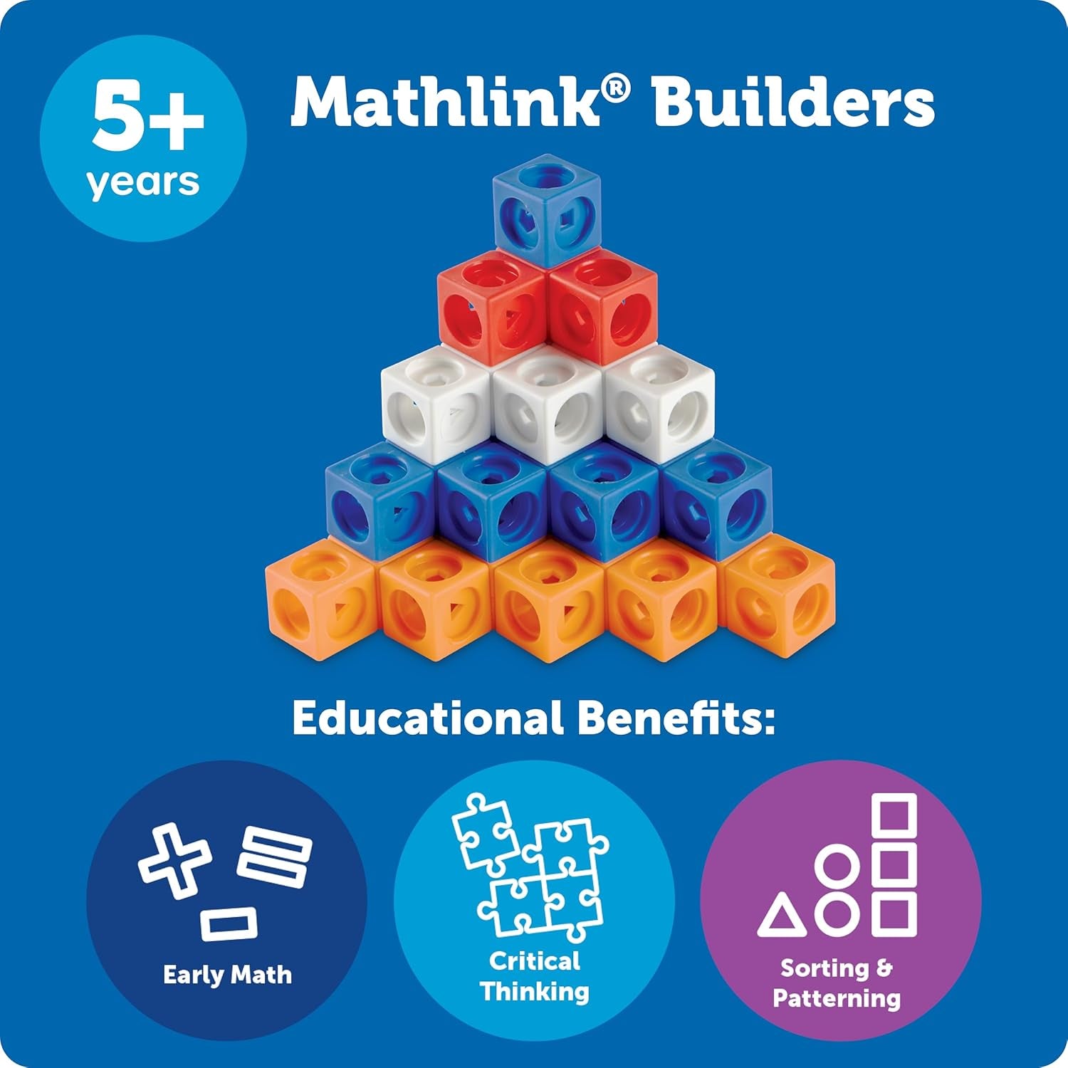 STEM Explorers Mathlink Builders - 100 Pieces, Ages 5+, Kindergarten STEM Activities, Math Activity Set and Games for Kids, Linking Cubes, Connecting Cubes