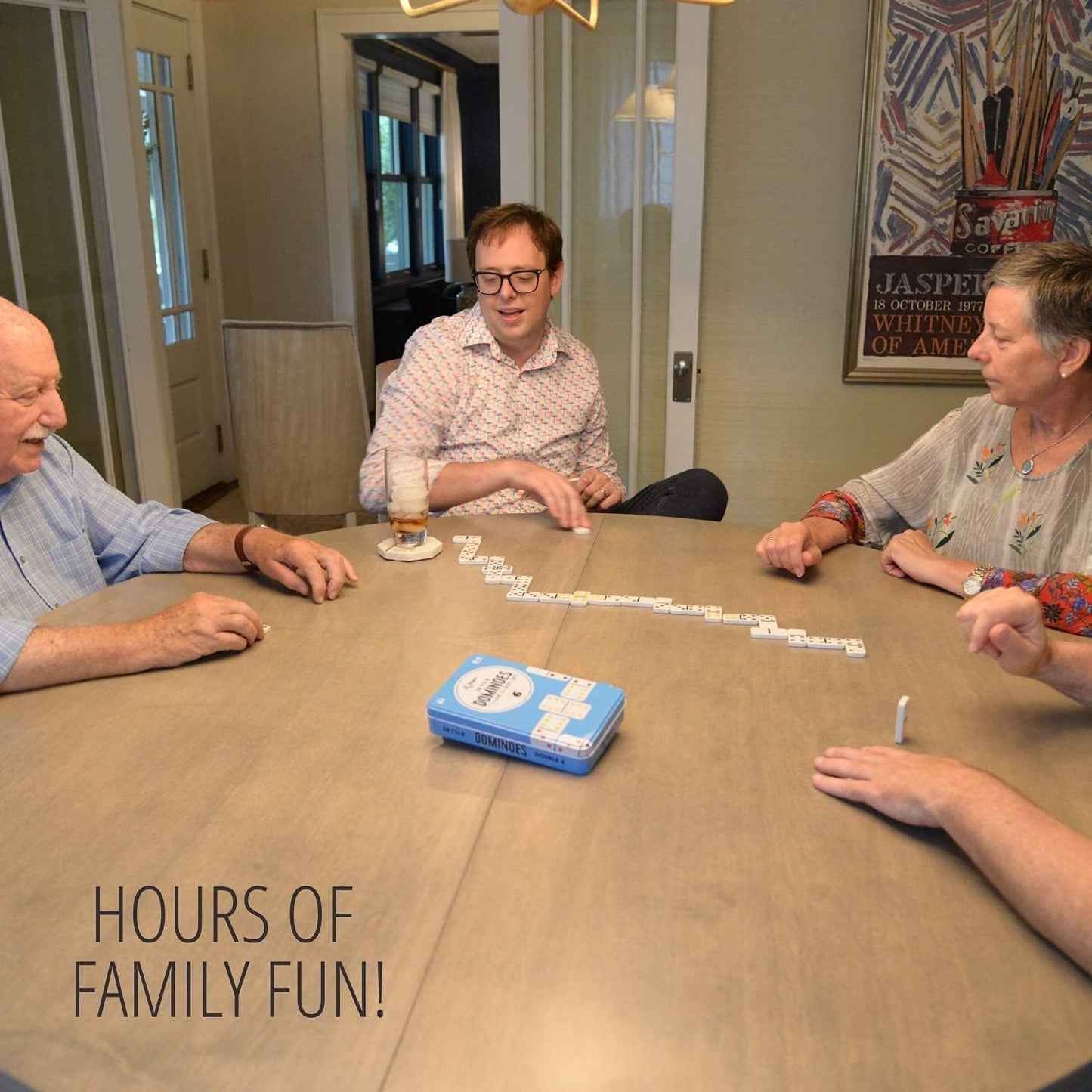 Double 6 Dominoes Set for Adults & Kids - Classic Domino Game with 28 Tiles Colored Dots - 2 or 4 Player Games & Ideal for Family Fun Game Night and Travel (Ages 8+)