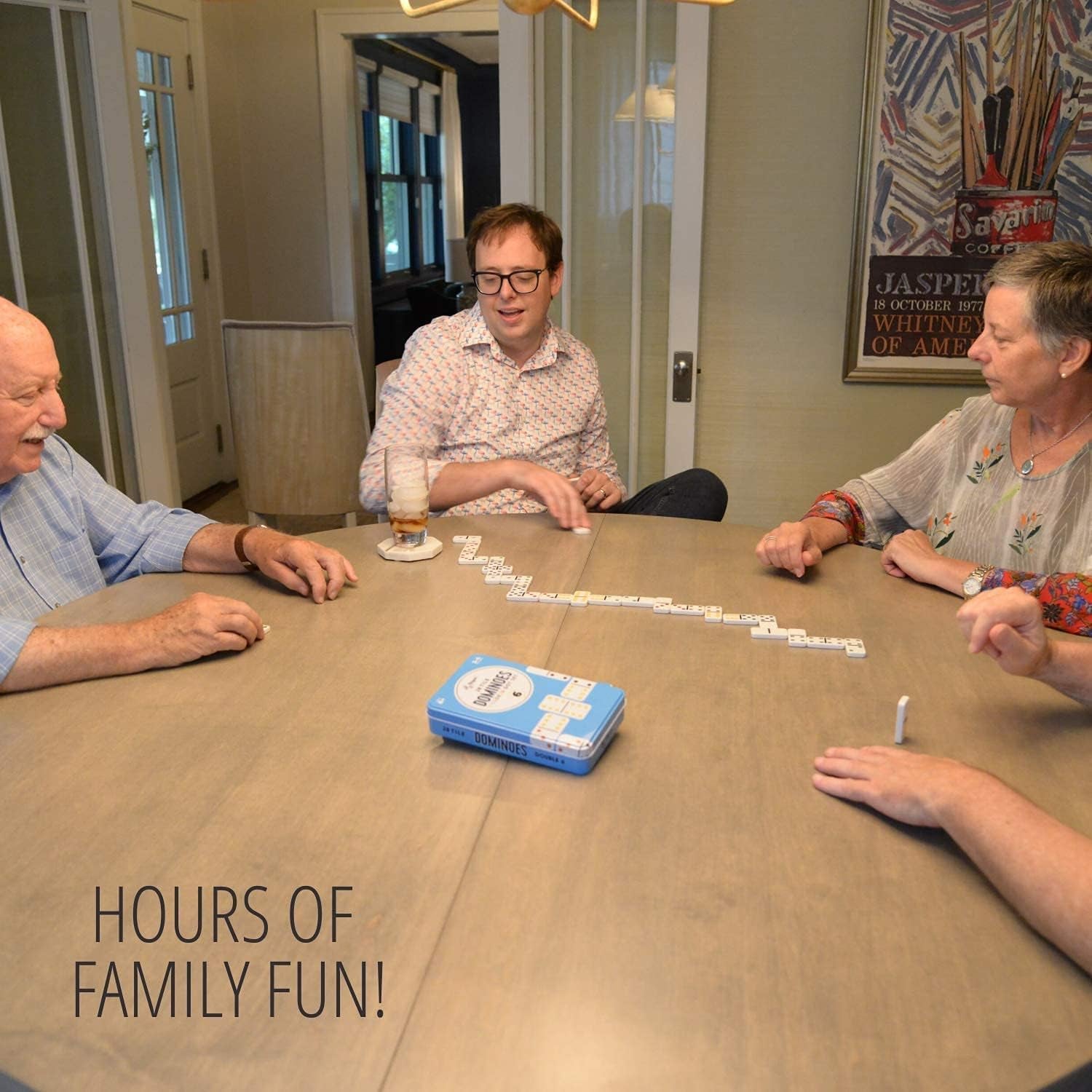 Double 6 Dominoes Set for Adults & Kids - Classic Domino Game with 28 Tiles Colored Dots - 2 or 4 Player Games & Ideal for Family Fun Game Night and Travel (Ages 8+)