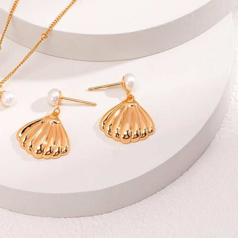 <Pingeast Jewelry>925 Sterling Silver Shell-Shaped Jewelry Set