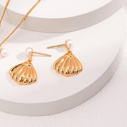 <Pingeast Jewelry>925 Sterling Silver Shell-Shaped Jewelry Set