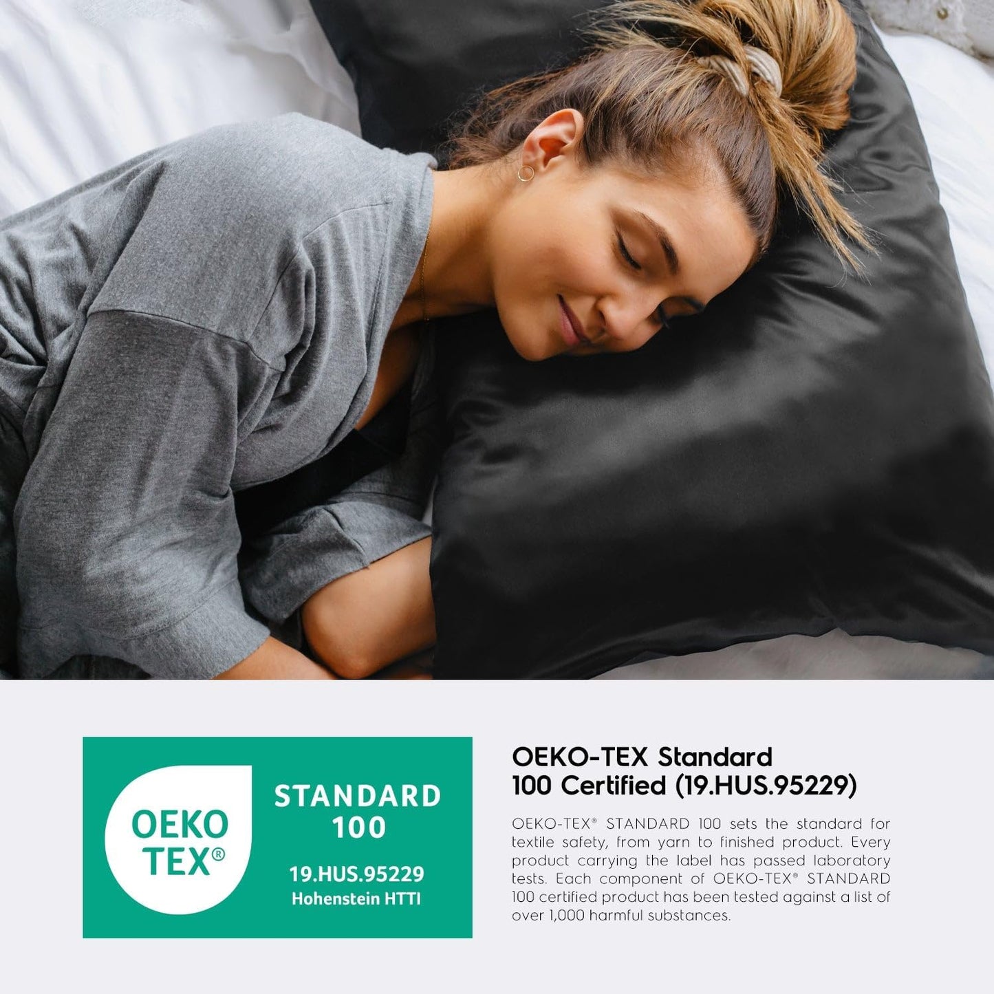 22Mm 100% Pure Mulberry 6A Silk Pillowcase for Hair & Skin with Envelope Closure, No Zipper, Cooling, Natural, Organic, Double Sided Pillow Case (Charcoal, King 20"X36", 22 Momme 1Pc)