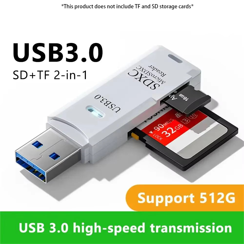 2-In-1 Multi Functional USB 3.0 Card Readermicro SD Tfmemorycardreaderusbflashdrive Cardreaderadapter for Pclaptops Accessories