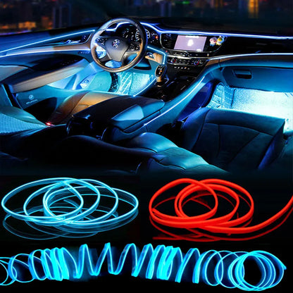Car Interior Decorative Lamps Strips Atmosphere Lamp Cold Light Decorative Dashboard Console Auto LED Ambient Lights 1/2/3/4/5M