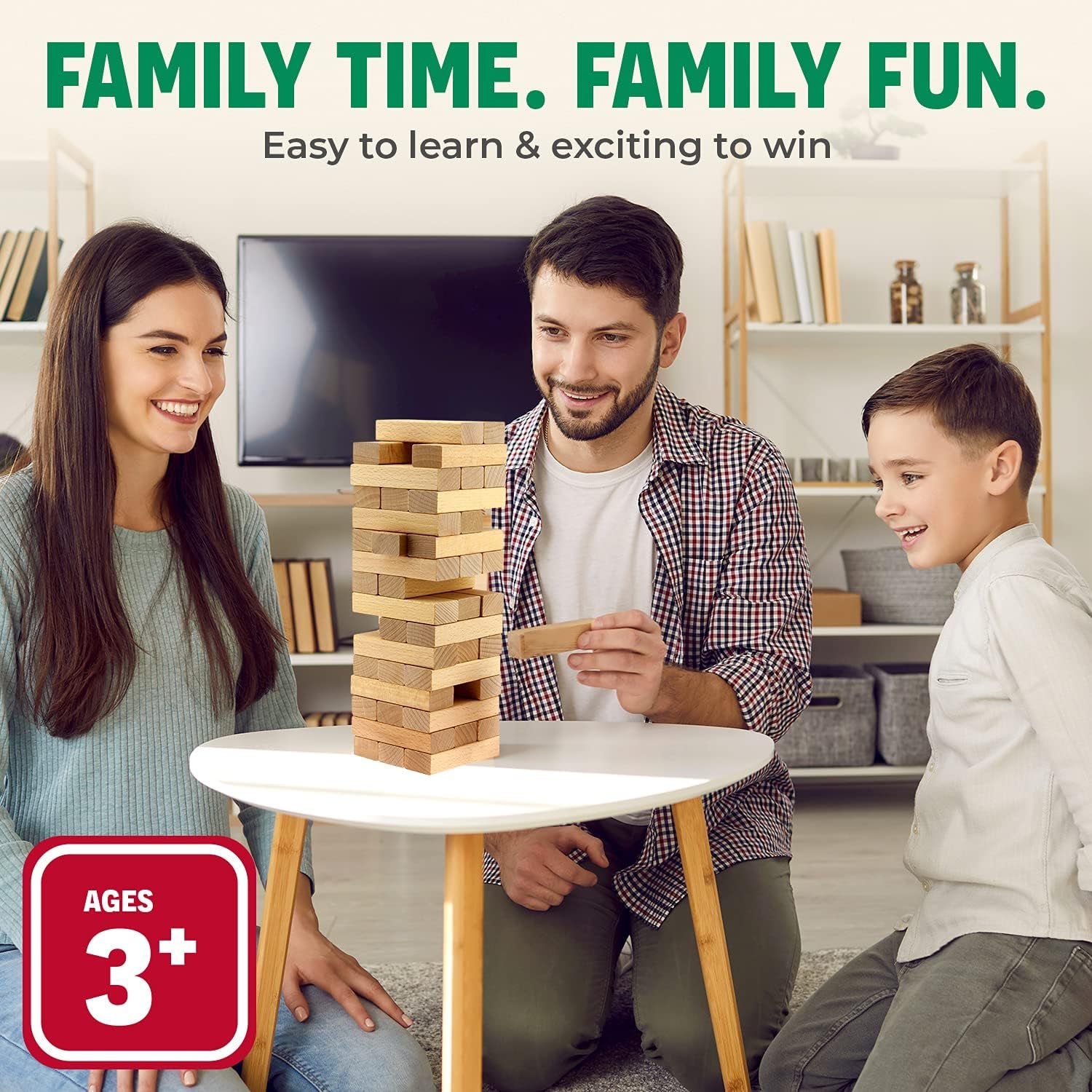 Timber Tower Wood Block Stacking Game – Original Edition (48 Pieces)