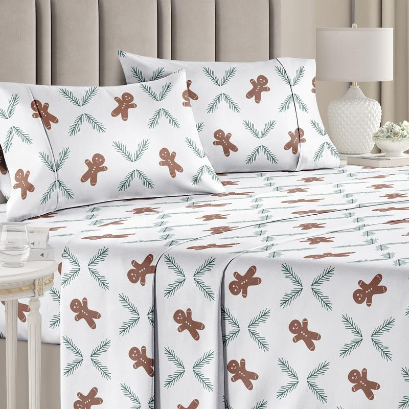 CGK Holiday 4-Piece Sheet Set – Soft Microfiber Bedding, Deep Pocket Wrinkle-Free Festive Christmas Sheets, Trees, Candy Canes, Reindeers