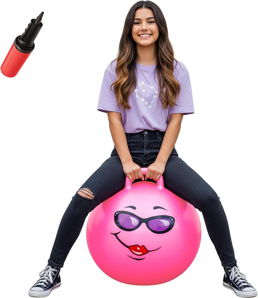 Hippity Hop Ball for Teens | 22-Inch Pink Hopper | Jumping & Hopping Ball for Active Play & Outdoor Fun