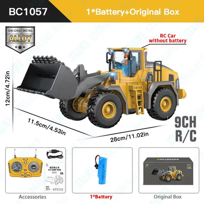 2.4G Remote Control Excavator Dump Truck RC Model Car Toy Professional Alloy Plastic Simulation Construction Vehicle for Kid