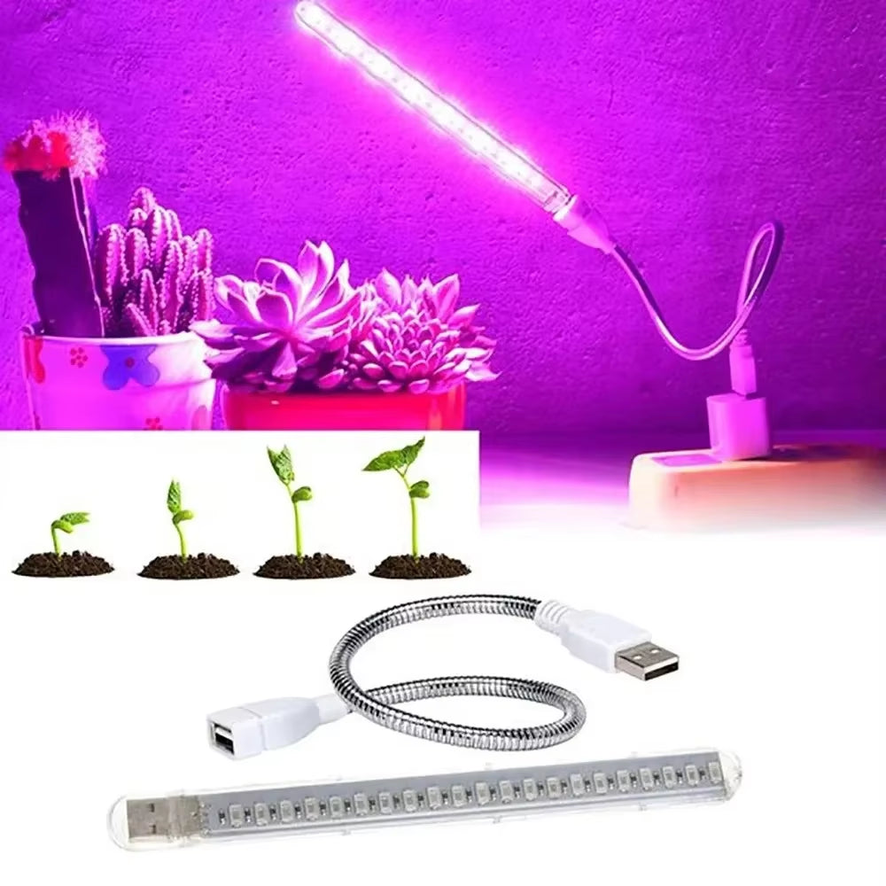 USB LED Grow Light Bar Full Spectrum Adjustable Plant Lamp for Indoor Hydroponic Seedlings Flower Shelf Desk Grow Tent Lighting