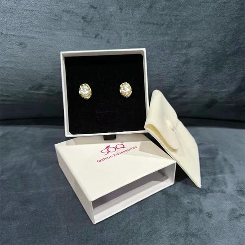 SOQ Fashion Jewelry Earrings,Stud Jewelry Metal Earrings Gold Plated Pearl Stud Earrings Stainlesssteel Jewelry Jewels
