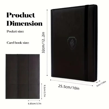 9 Pocket Card Binder, 360 Trading Card Holder Book, Premium PU Cover Zip Binder for Cards, Durable Side Loading Card Fold