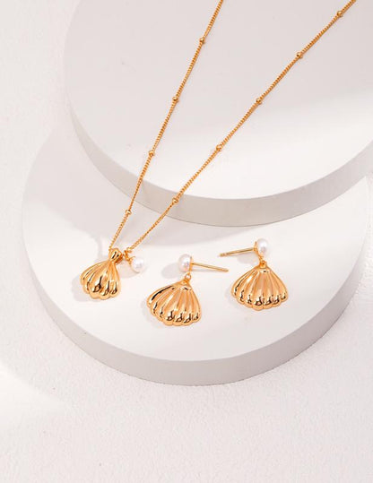 <Pingeast Jewelry>925 Sterling Silver Shell-Shaped Jewelry Set