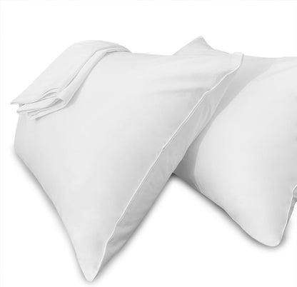 Pillow Cases Queen Size-100% Cotton Pillowcase Covers with Zipper Hidden, Breathable & Ultra Soft/Pillow Covers for Easy Care, 2 Pack/White