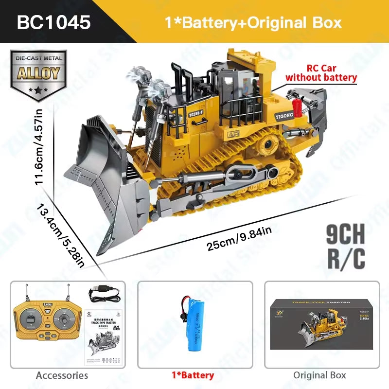 2.4G Remote Control Excavator Dump Truck RC Model Car Toy Professional Alloy Plastic Simulation Construction Vehicle for Kid