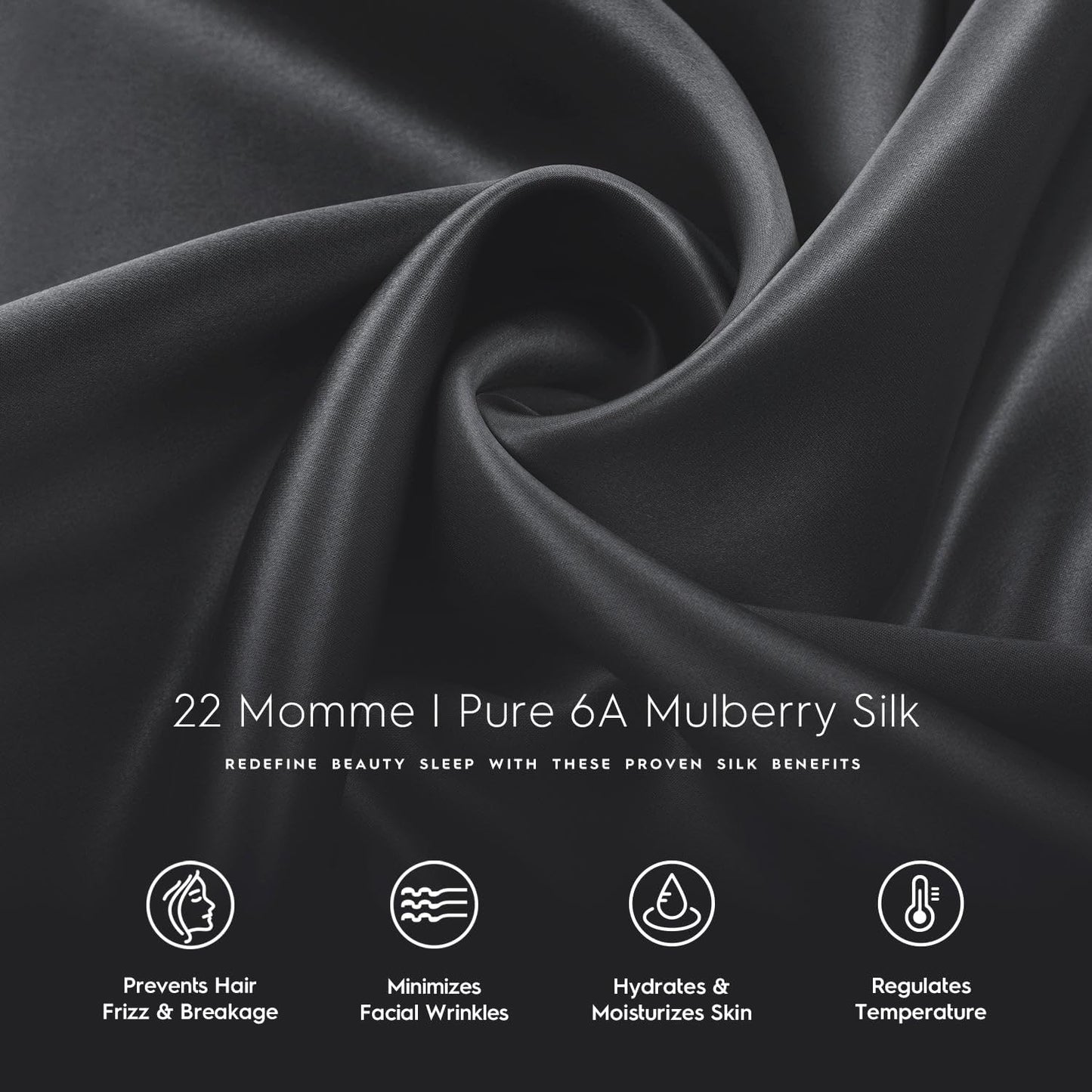22Mm 100% Pure Mulberry 6A Silk Pillowcase for Hair & Skin with Envelope Closure, No Zipper, Cooling, Natural, Organic, Double Sided Pillow Case (Charcoal, King 20"X36", 22 Momme 1Pc)