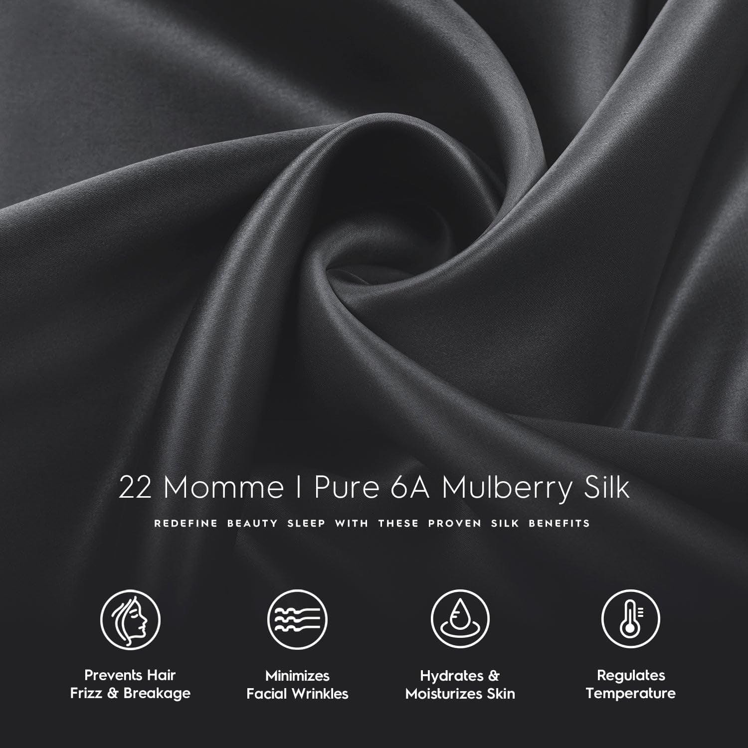 22Mm 100% Pure Mulberry 6A Silk Pillowcase for Hair & Skin with Envelope Closure, No Zipper, Cooling, Natural, Organic, Double Sided Pillow Case (Charcoal, King 20"X36", 22 Momme 1Pc)
