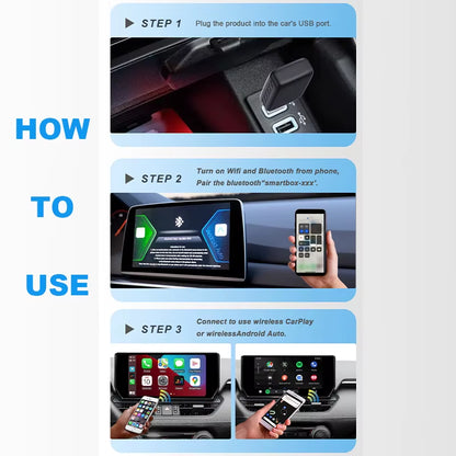 New Wired to Wireless Carplay and Android Auto 2In1 Mini Adapter 5Ghz Wifi5 Suitable for 99% of Original Wired Carplay/Auto Cars