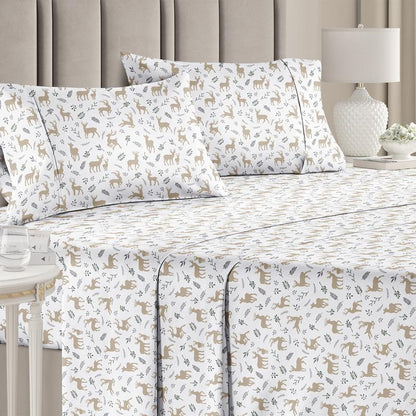 CGK Holiday 4-Piece Sheet Set – Soft Microfiber Bedding, Deep Pocket Wrinkle-Free Festive Christmas Sheets, Trees, Candy Canes, Reindeers