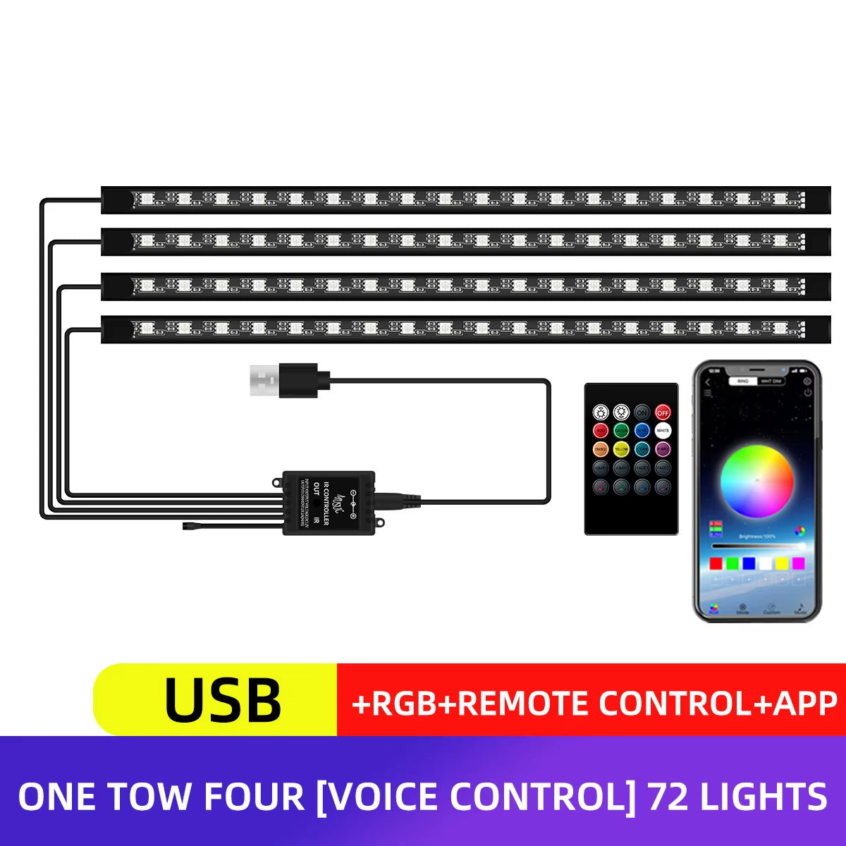RGB APP LED Motorcycle Car Atmosphere Foot Light APP Control Flexible Waterproof Sound Control 12V Moto Decorative Lamp Strip