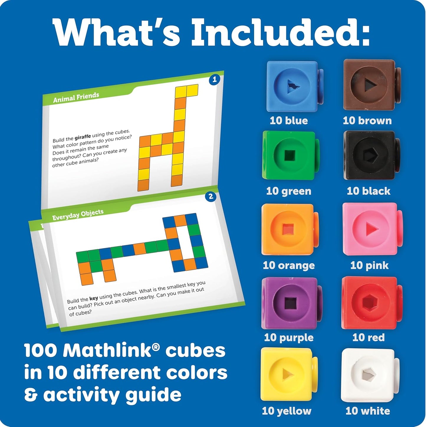 STEM Explorers Mathlink Builders - 100 Pieces, Ages 5+, Kindergarten STEM Activities, Math Activity Set and Games for Kids, Linking Cubes, Connecting Cubes