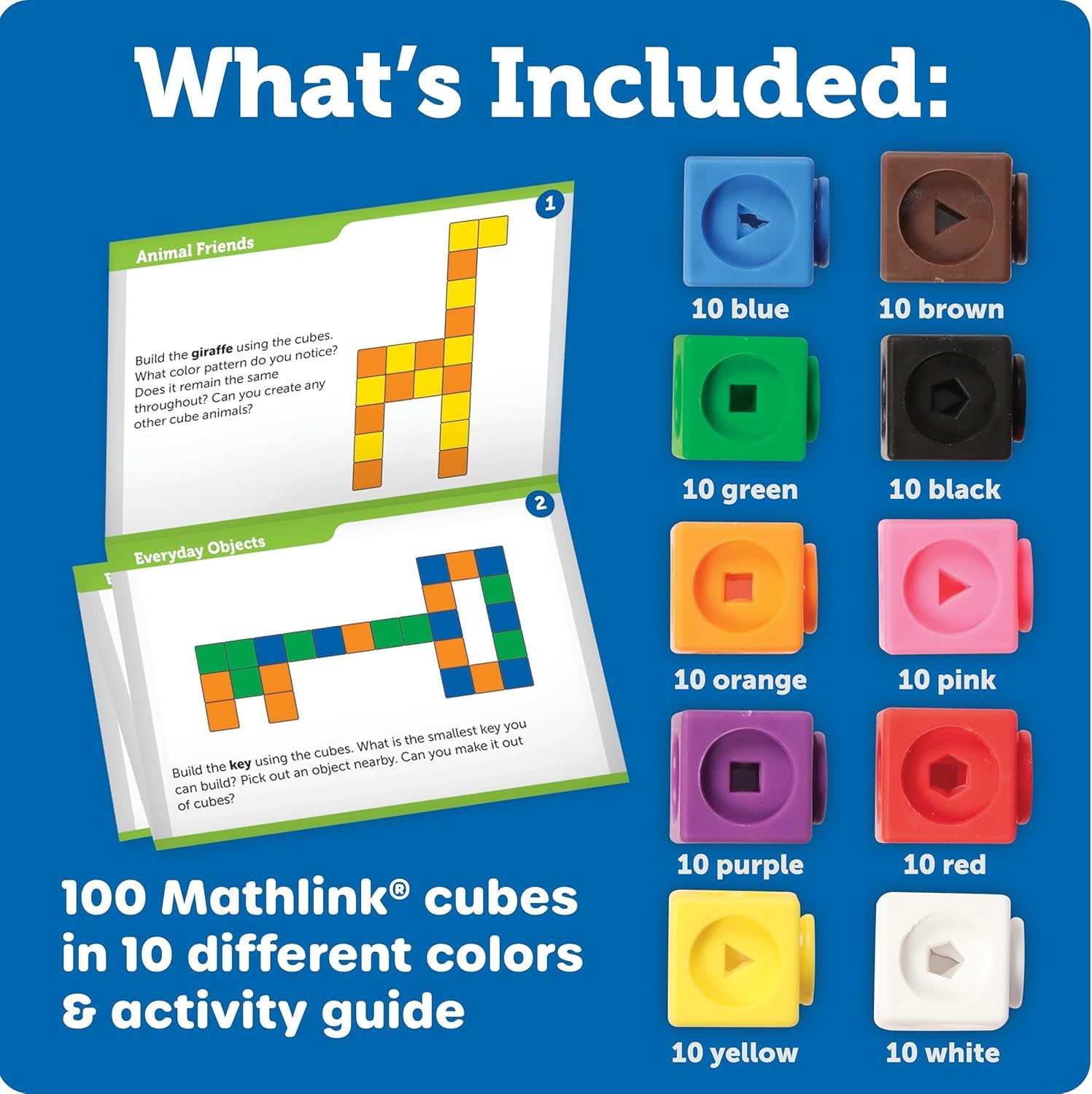 STEM Explorers Mathlink Builders - 100 Pieces, Ages 5+, Kindergarten STEM Activities, Math Activity Set and Games for Kids, Linking Cubes, Connecting Cubes