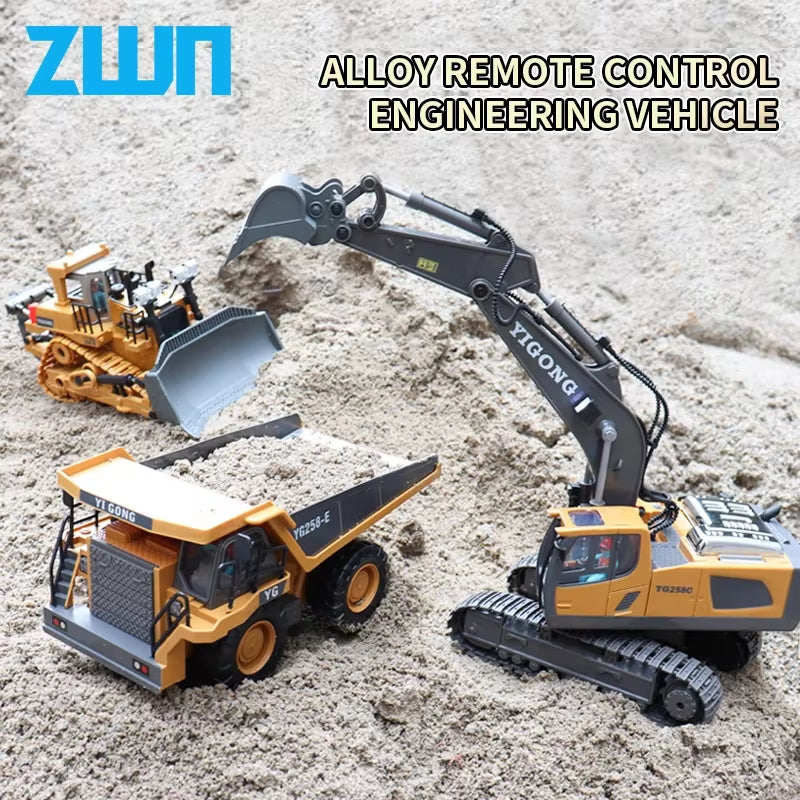 2.4G Remote Control Excavator Dump Truck RC Model Car Toy Professional Alloy Plastic Simulation Construction Vehicle for Kid