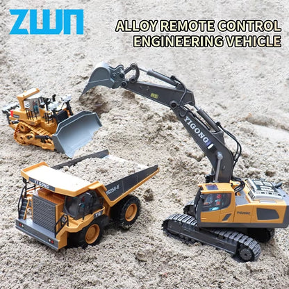 2.4G Remote Control Excavator Dump Truck RC Model Car Toy Professional Alloy Plastic Simulation Construction Vehicle for Kid