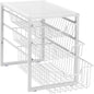 3-Tier under Sink Cabinet Organizer with Sliding Storage Drawer, Desktop Organizer for Kitchen Bathroom Office, Stackable, White