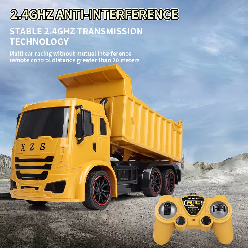 2.4G Remote Control Excavator Dump Truck RC Model Car Toy Professional Alloy Plastic Simulation Construction Vehicle for Kid