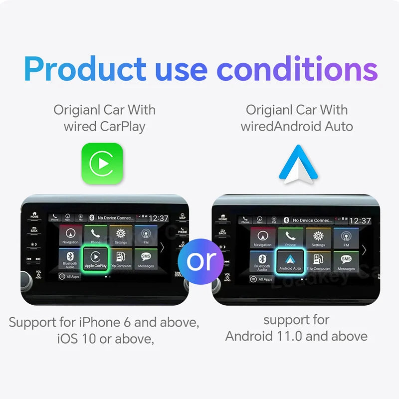 New Wired to Wireless Carplay and Android Auto 2In1 Mini Adapter 5Ghz Wifi5 Suitable for 99% of Original Wired Carplay/Auto Cars