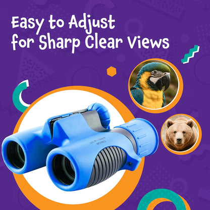 Think Peak Blue Binoculars Science Toy for Kids Ages 3-12 Years - Real Compact Outdoor Adventure & STEM Educational Nature Hiking Explorer for Bird Watching, Camping Children’S Birthday Gift
