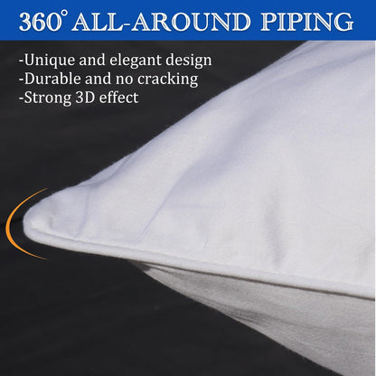 Pillow Cases Queen Size-100% Cotton Pillowcase Covers with Zipper Hidden, Breathable & Ultra Soft/Pillow Covers for Easy Care, 2 Pack/White