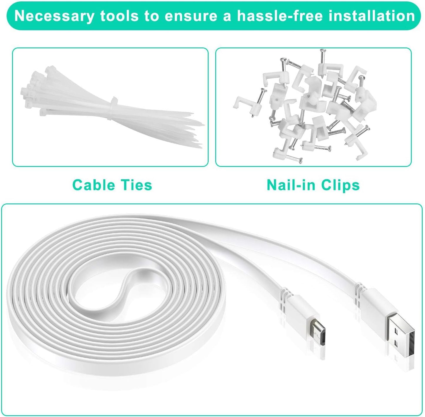 Wyze Cam V4 Extension Cable 20Ft(2Pack),Usb to Micro USB Cable Power Cord Flat Long for WYZE Cam OG,V3,V3 Pro,Blink Outdoor 3Rd Gen,Xt,Mini,Indoor Security Camera Waterproof Charging Wire