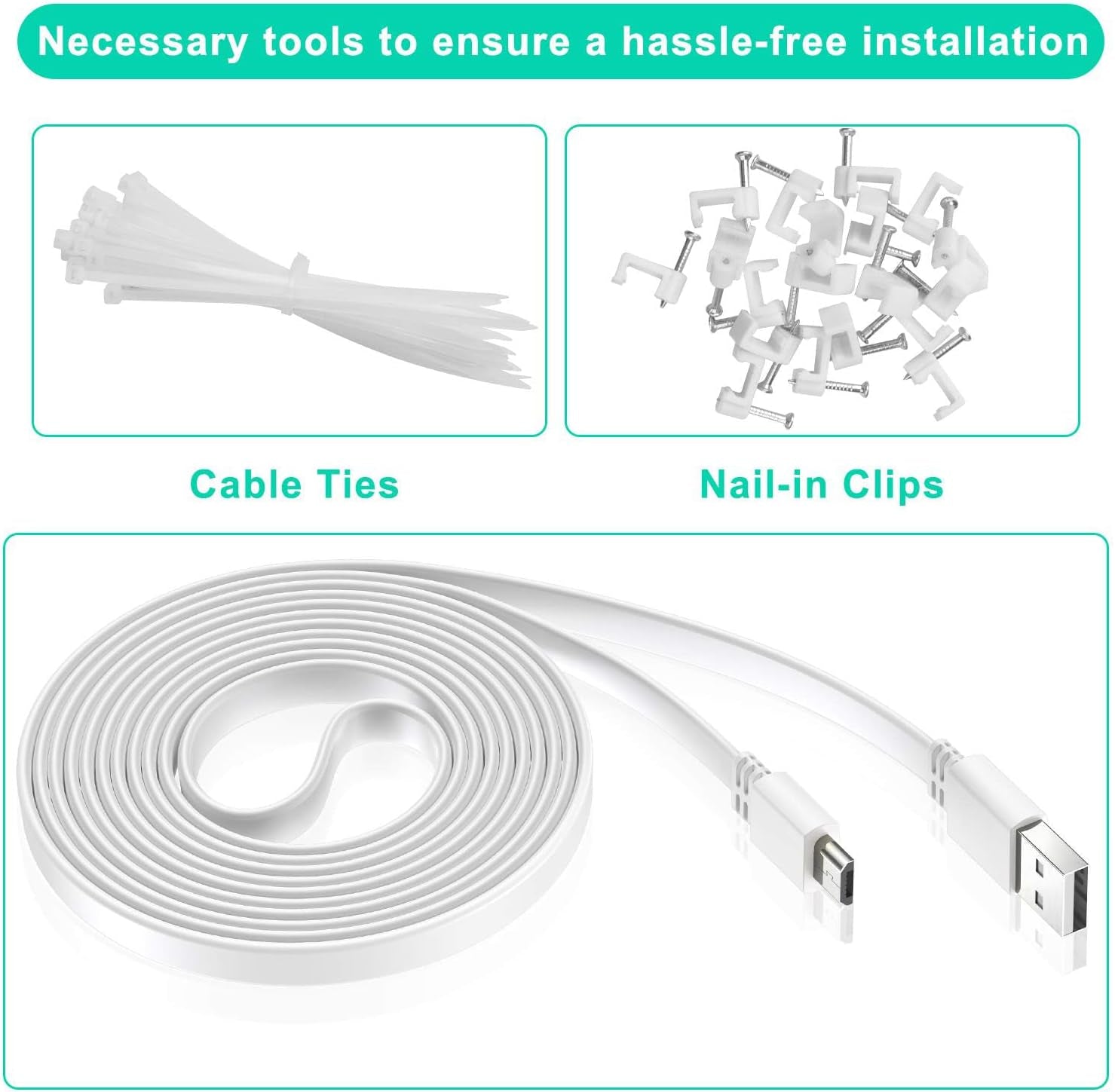 Wyze Cam V4 Extension Cable 20Ft(2Pack),Usb to Micro USB Cable Power Cord Flat Long for WYZE Cam OG,V3,V3 Pro,Blink Outdoor 3Rd Gen,Xt,Mini,Indoor Security Camera Waterproof Charging Wire