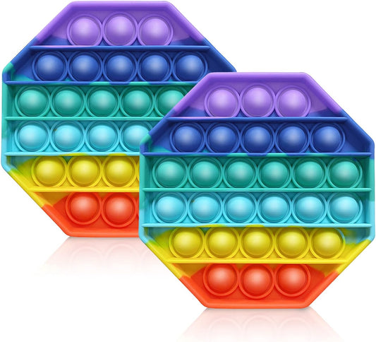 Fidget Sensory Toy Pack Push Pop Bubble Fidget Sensory Toys for Autistic Children Stress Toys for Kids Anxiety Relief Toys Special Needs Autism Toys ADHD Octagon Rainbow 2 Sets