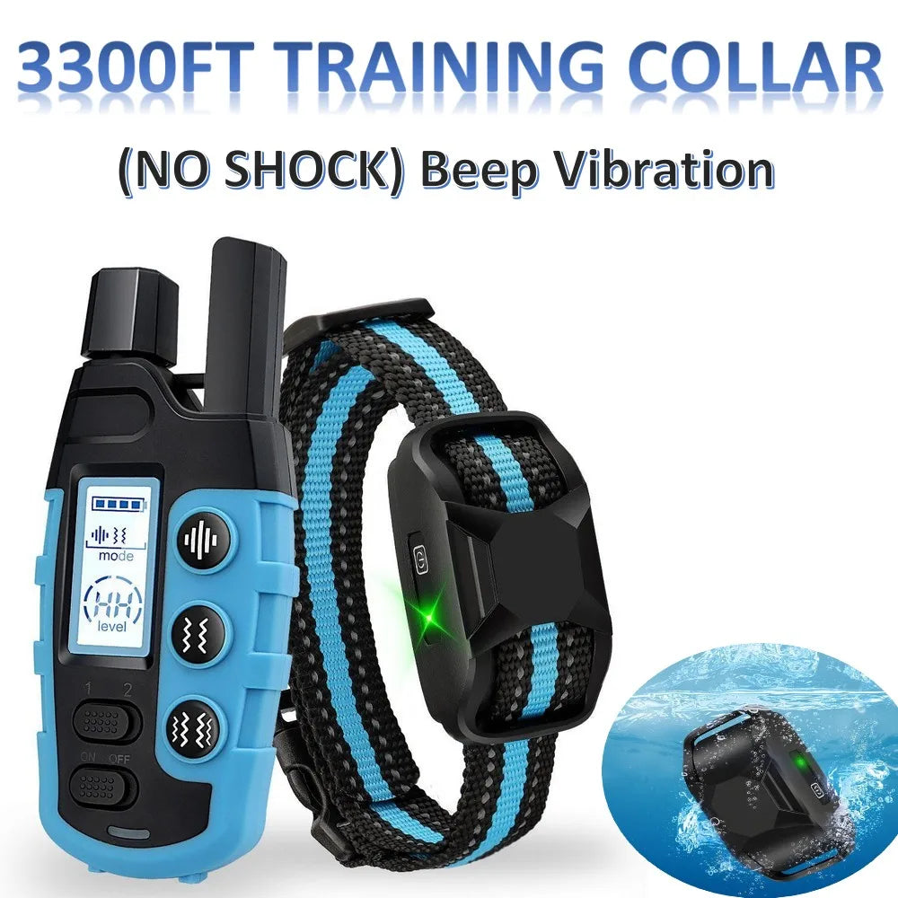 No Shock 3300Ft Dog Training Collar with Remote Rechargeable Waterproof E Collar with Beep Vibration High Quality Pet Training