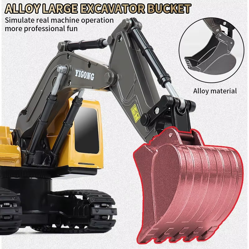 2.4G Remote Control Excavator Dump Truck RC Model Car Toy Professional Alloy Plastic Simulation Construction Vehicle for Kid