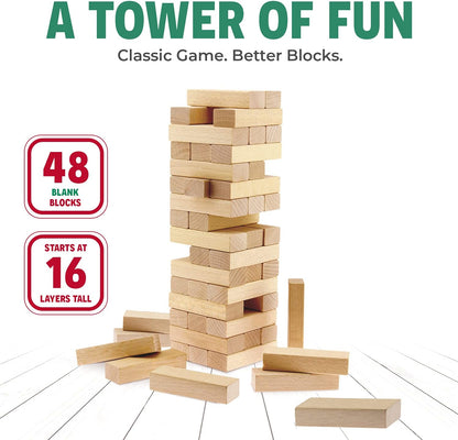 Timber Tower Wood Block Stacking Game – Original Edition (48 Pieces)