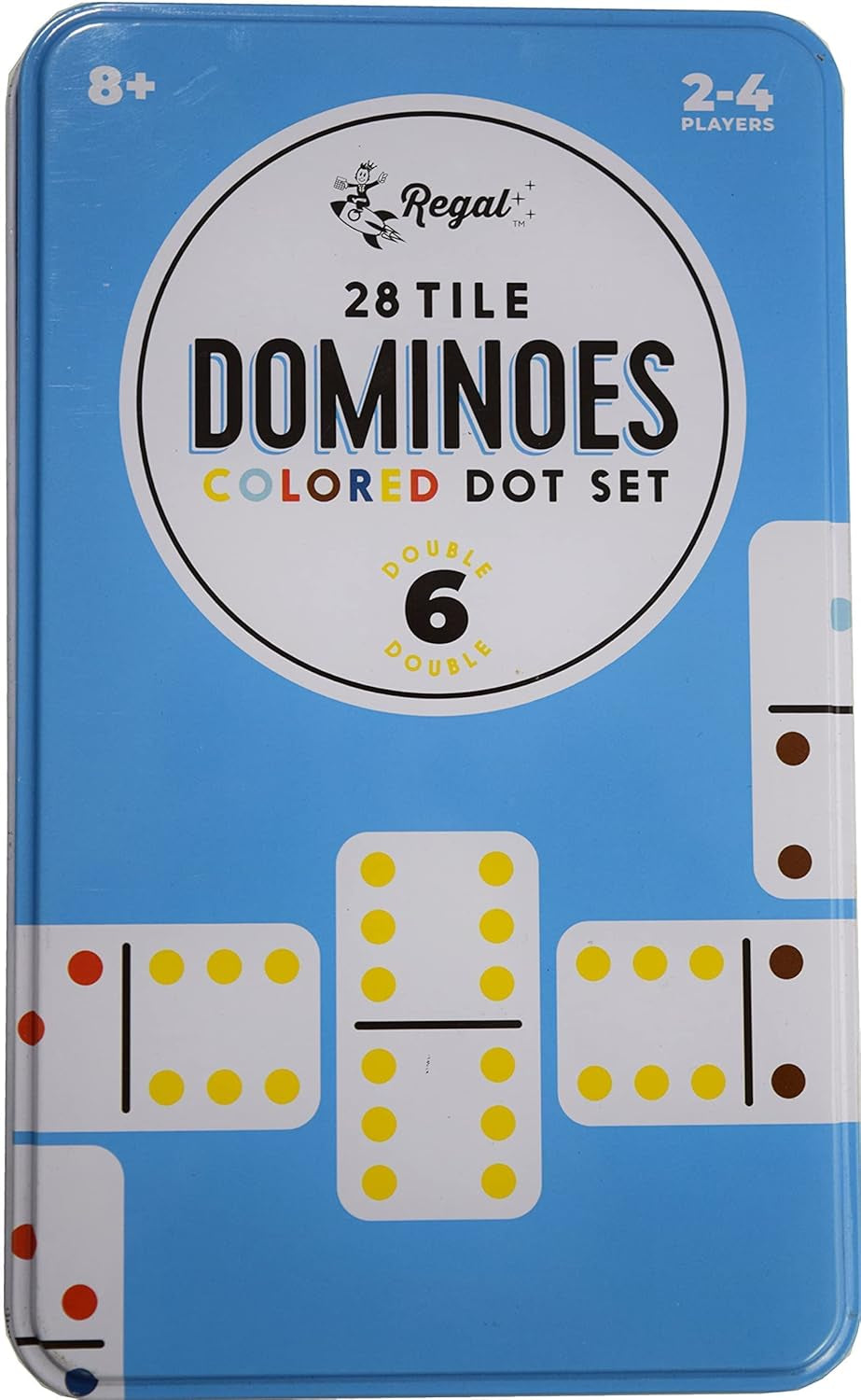 Double 6 Dominoes Set for Adults & Kids - Classic Domino Game with 28 Tiles Colored Dots - 2 or 4 Player Games & Ideal for Family Fun Game Night and Travel (Ages 8+)