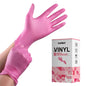 Disposable Gloves for Women, Pink Vinyl Gloves Disposable Latex Free for Cooking, Food Prep, Cleaning, Hair Dye, Tattoo, Medium Duty, Touch Screen, Small, 100 Pack