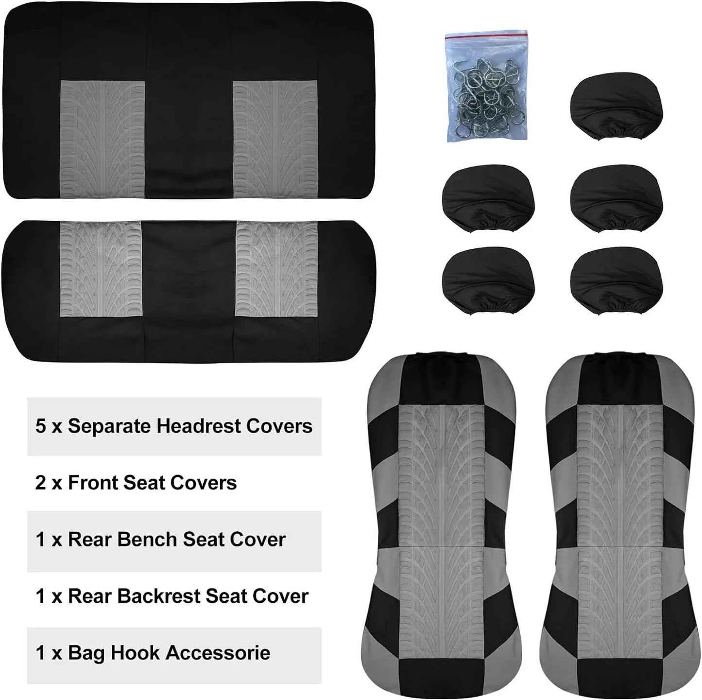 Car Seat Covers Full Set Front Split Rear Bench for Car Universal Cloth SUV Sedan Van Automotive Interior Covers