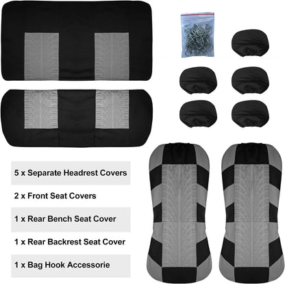 Car Seat Covers Full Set Front Split Rear Bench for Car Universal Cloth SUV Sedan Van Automotive Interior Covers