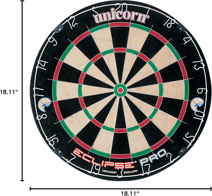 Eclipse Pro & Ultra Championship Edition Bristle Steel Tip Dartboards - Ultra-Slim Wire, Staple-Free Bullseye-Increased Target Area, Premium Self-Healing Sisal, High-Vis Rotatable Number Ring