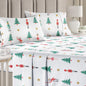 CGK Holiday 4-Piece Sheet Set – Soft Microfiber Bedding, Deep Pocket Wrinkle-Free Festive Christmas Sheets, Trees, Candy Canes, Reindeers