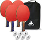 Advanced Premium Ping Pong Paddles Set of 4 - Professional Table Tennis Paddles, 6 Advanced Training 3 Star Ping Pong Balls, and Carrying Case - Tournament Level - Indoor and Outdoor Compatible