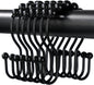 Shower Curtain Hooks,  Shower Curtain Rings, Black Shower Curtain Hooks Rust Proof, Smooth Gliding Metal Shower Curtain Rings Rust Proof, Double Shower Rings for Curtain, 12 Pcs, Black