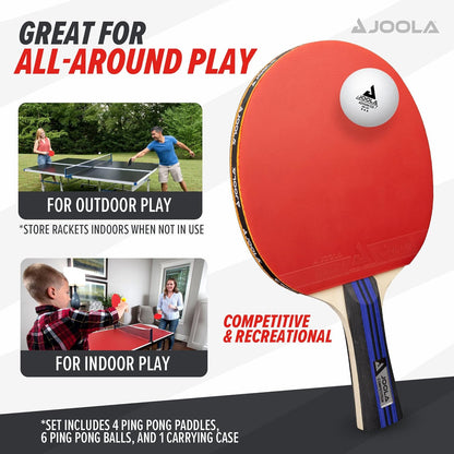Advanced Premium Ping Pong Paddles Set of 4 - Professional Table Tennis Paddles, 6 Advanced Training 3 Star Ping Pong Balls, and Carrying Case - Tournament Level - Indoor and Outdoor Compatible