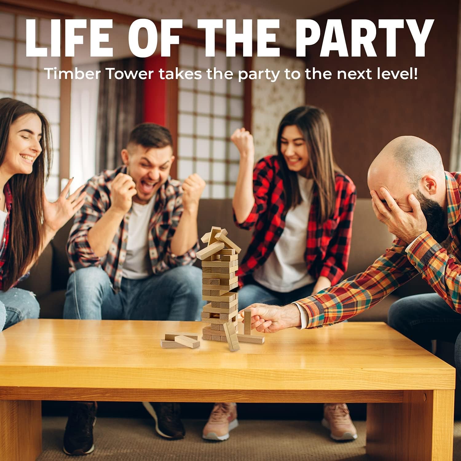 Timber Tower Wood Block Stacking Game – Original Edition (48 Pieces)